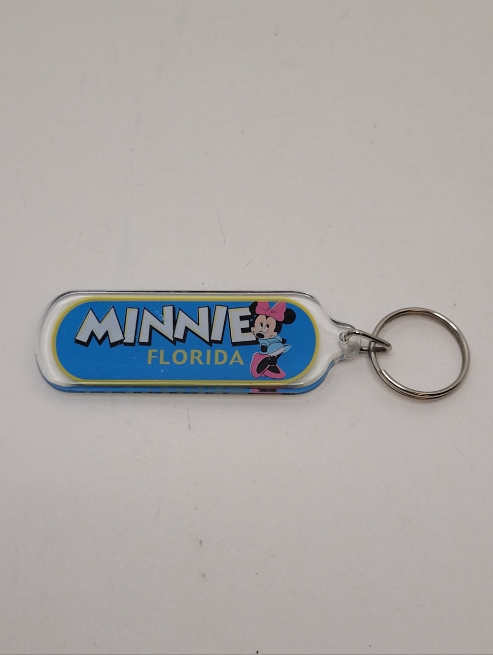 Vintage Minnie Mouse Minne Florida Double Sided Keyring Rare